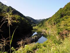 少し歩くと、赤芝峡が見えて来た。
荒川の急流が作り出した景勝地だが、旧道を利用した遊歩道があるのみで、観光地化はされていない。
その遊歩道も整備されていないのか、草に覆われて自然に戻りつつある。
それでも、紅葉の時期には、周囲の山が赤く染まることから、『日本の赤壁』と言われたこともあるそうだ。