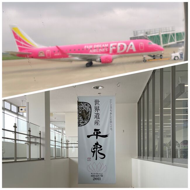 約1時間で花巻空港着陸。FDAのちびまる子ちゃんの飛行機が停まっていました。<br /><br />花巻空港から宮古へはリムジンで盛岡駅か花巻空港駅からになりますが、空港駅は間に合わずで、新花巻駅までタクシーにしました。タクシー代1,900円でした。