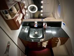 【カタール航空（サンパウロードーハ）】

なんども、何度も、トイレに出入り...

トイレの作りは、エミレーツの方がいいですね。