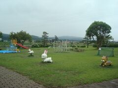 ランチ後、開成水辺スポーツ公園に寄りました。
子ども向けの遊具がありましたが、雨のため当然誰もいません。