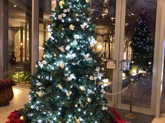 駅からは送迎バスでホテルまで。

ロビーにはクリスマスツリーが飾られていました。

白浜古賀の井リゾート＆スパは温泉施設やホテルなどが集まる白良浜からは少し離れた小高い丘に建つリゾートホテルです。