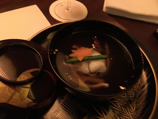 私の椀物<br />鱧・松茸・もみじ人参・柚子