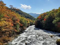 少し中禅寺湖側にクルマで戻り、竜頭の滝の上からの景色。

奥に中禅寺湖が見える絶景スポットです。