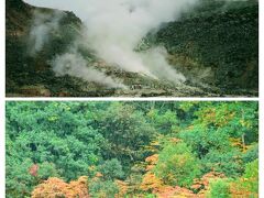 標高５１２ｍの活火山で、
名前の通り、硫黄の匂いがします。

近くまで行くこともでき、
レストハウスでは、名物「温泉卵」を購入。
なんか、箱根の「大涌谷」に似てる気も・・

この辺りは、紅葉もキレイでした