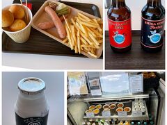 お昼は信州そばの予定で、ちょっと暑くて屋上のシナノアートカフェでビールとおつまみを。