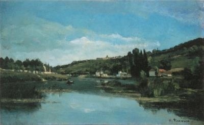カミーユ・ピサロ、「ポール・マルリーのセーヌ川、洗濯場」 カミーユ・ピサロと印象派展（2）「ポール＝マルリーのセーヌ河