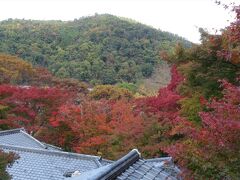 ２階に上がると紅葉が見えます。
八瀬の眺めを一望できます。