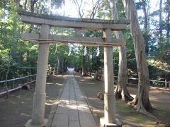 氷川神社第二鳥居　第二鳥居は1654年、喜多見重恒、重勝兄弟により寄進建立されました。鳥居柱部に寄進者や寄進年が刻まれています