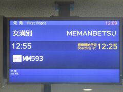 LCCのピーチアビエーションで、成田空港から女満別空港に向かいます。