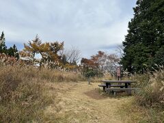 鷹巣山の山頂にも、浅間山と同じようにテーブルがあって、休憩できるようになっています。