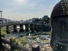 遠くに見える古い橋、あれが祇園橋のようです。