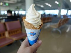 那覇空港でブルーシールのソフトクリームを食べました。濃厚でおいしいね。
