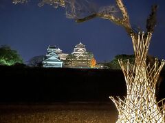 ライトアップされた熊本城、西南戦争開戦直前の火災で天守閣や本丸御殿は焼失しました