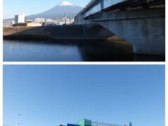 富士山夢の大橋まで来ました。
橋の南側は、この先の国道1号まで新しい道が出来て繋がります。
その工事をしています。