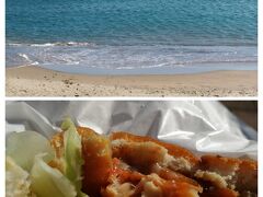 熱海サンビーチのベンチで、
海を見ながら金目鯛のハンバーガー食べちゃお♪