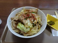 富士山駅の地下のお店で夕食。スタミナ丼（700円）を頂きました。