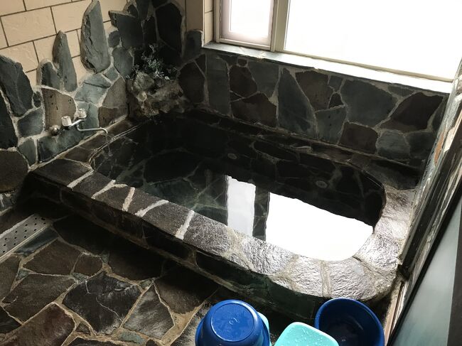 ひとりで入るには十分広い浴場、あまり特徴のない温泉ですがカルキ臭い一昨日よりはるかにましです。夕食はオーナーご夫妻の調理する洋食のコースで、子どもたちは今回の旅行で食べた食事でいちばんおいしかったねと話していました