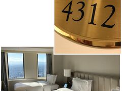 お部屋にコートと荷物を置いて少し休憩。
今回のお部屋は、43階でした。
ツインにエキストラベッドのトリプルです。少し狭くなりますが、お部屋滞在時間が短いので、然程気にはなりません。