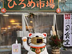 徳島から高知へつきました！

【ひろめ市場】

高知では、ひろめ市場！で美味しいものを食べなさい、と聞いていたので
楽しみにしていました♪招き猫がマスクしていて可愛いな