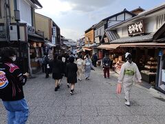 門前の清水坂をゆっくりと下りながら、市内観光へ向かいます。お土産屋さんはだいぶ開いていましたが、まだシャッターを閉めている所もありました。

紅葉の観光シーズンですから、もっと人がいてもよさそうにも思えました。
