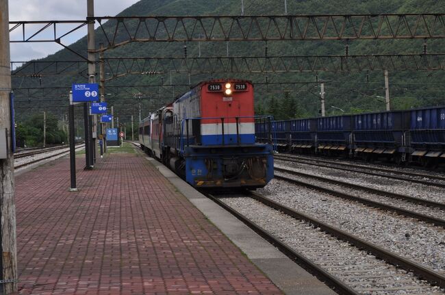 　堤川駅からは清涼里発東海行きムグンファ1631号に乗り換えます。<br />　堤川駅9:33発、東海駅12:26着、山岳路線を走るので156.8キロメートルを173分、表定速度は54.4キロメートルです。<br />　写真は途中の礼美駅で撮ったムグンファ号です。