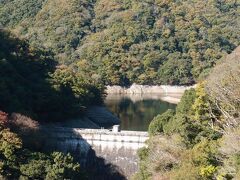 そして進行方向左手にはダムも見えました。
水量は少な目と思ったけれど、壁や木々の映る様子が綺麗でした。