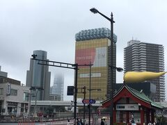 雷門通りを東に歩き、江戸通りに出ました。
雨で空が煙るように曇っていて、スカイツリーの先端部分は見えなくなっていました。
