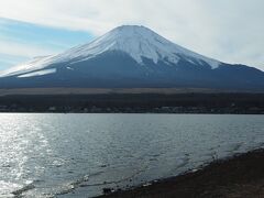 山中湖畔に出ると再び富士山がお目見え。マリモ通り（県道729号）を西へ。