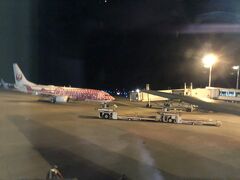 那覇空港到着。さくらジンベイのお出迎えです。