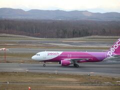 ピーチ航空にて新千歳空に到着