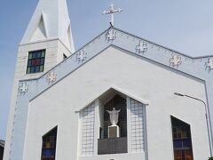 福江島の町中に唯一ある福江教会。福江島にはカトリック教会が13か所ある。