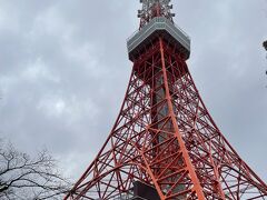 お散歩の目的はこちら。
８，９年前までは、時々仕事で東京プリンスに来ていたので、東京タワーを近くで見ることができましたが、それ以来のご無沙汰。

近くで見るとやっぱり迫力あるね。
私は、スカイツリーよりも東京タワーの方が好きだわ。