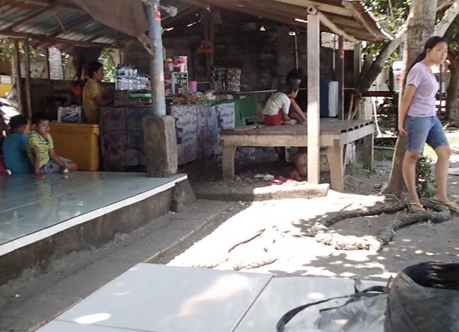 シュノーケリングが終わったら、<br />家の裏でシャワーを浴びました。