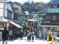 江島神社島青銅鳥居と仲見世通り

仲見世通りは少し人が歩いていますが、お店はなかなか厳しいでしょうね。