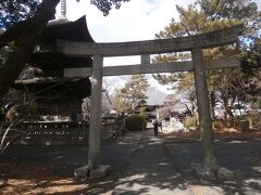  前回のミニストップでの休憩した後、ウォーキングを再開します。JR小坂井駅からスタートして約６．２キロで三明寺に到着しました。お寺ですが入口には鳥居？？
