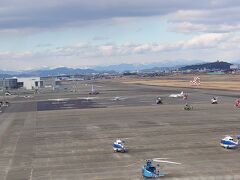 時間が合うと県営名古屋空港から飛んでいるFDAのカラフルな飛行機と見ることができます。
ミュージアムに行く途中にちょうど緑の飛行機が見えました。今は奥にパープルが停まっています。