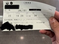 今回の旅行記は西日本地区縦断旅です。
２泊３日の行程で、切符は２日間タイプのため、前日に仕事終わりに空港へ向かいます。
まず最初はJAL191便の羽田空港～小松空港へ向かいます。
国際線機材のB737－800のクラスJにしました！
