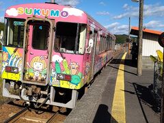 若井駅12:13発の土佐くろしお鉄道普通列車がやってきました。
若井駅ホームには、簡易な待合所があるだけの無人駅です。