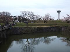 五稜郭公園内。奥に見えるのが五稜郭タワーです。