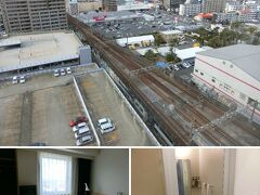 宿泊はＪＲ九州ホテル宮崎。部屋から線路が見えて洗い場のあるお風呂♪