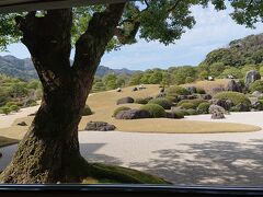 出雲大社の後は日本一の庭園がある足立美術館へ。
車で１時間１０分くらい。
主人が楽しみにしてた美術館です。
本当に綺麗な庭です。
窓枠が額縁になり「生の額絵」になってます。

