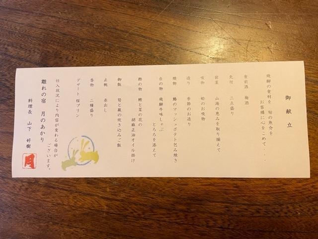 本日のお品書き。