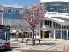ふたつめのセレクト写真。2日目の昼頃の八戸駅です。桜がいい感じです。
