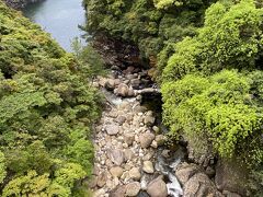 先ほどの分岐点まで戻り

トローキの滝に向かいました

ぽんたん館に車をとめて

橋の上から探しました

海に流れ落ちる珍しい滝なので

見たかったのですが

少し歩いて下らないと

見えないようでした

時間がないので今回は断念

ぽんたん館駐車場向かいにあるイラスト付駐車場看板の横から歩く道があるようです
