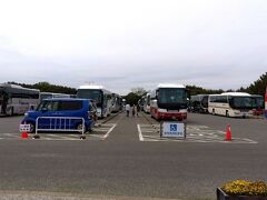 国営ひたち海浜公園駐車場です。観光バスが多いですね。