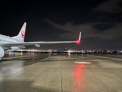 仕事が終わってからそのまま羽田空港へ。19:55発の予定が、突然の雷雨のため出発が１時間遅れました。