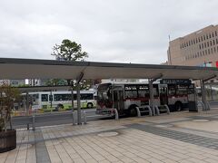 鹿児島中央駅に到着しました。　　　駅前には、バスターミナルがあります。