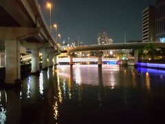 帰りは一人梅田まで歩きます。ガーデンブリッジのライトアップ、綺麗に写ってないですね。残念。