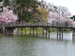 ●高田城址公園（極楽橋）

再び「本丸跡」の方へと戻り、今度は本丸南側に架かる木造の「極楽橋」を渡っていくことに。