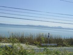 車窓の宍道湖です。